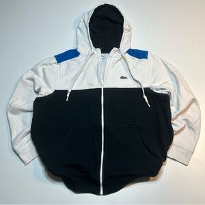 Lacoste Men's Sport Colorblock Full-Zip Hoodie White/Blue/Black Fleece